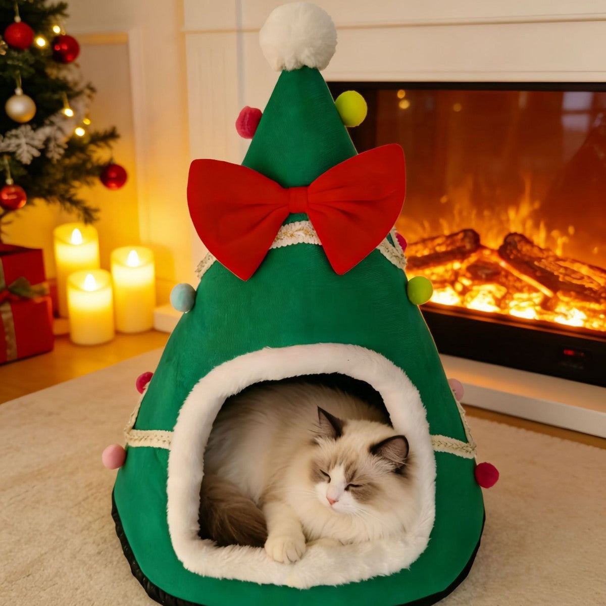 Cozy Pine Cat Nest